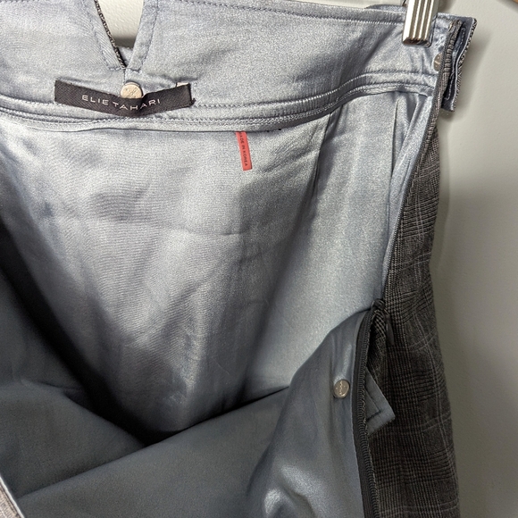 Vintage Elie Tahari Gray Black Glen Plaid Wool Belted Mini Skirt Size 10 - Picture 11 of 13